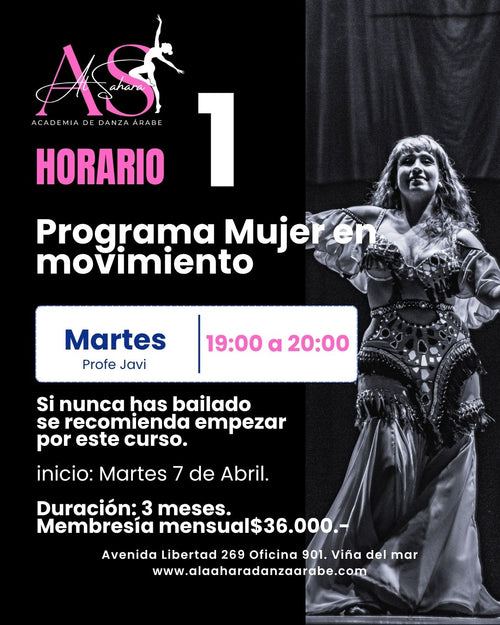 Programa mujer en movimiento – Iniciación en Danza Árabe.